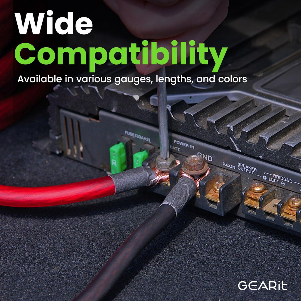 4 Gauge Wire, CCA Electrical Wire Extension Cord for Automotive Power/Ground, Battery Cable, Car Audio, RV, Amp Wiring Kit, (25 Feet Each- Black/Red Translucent)