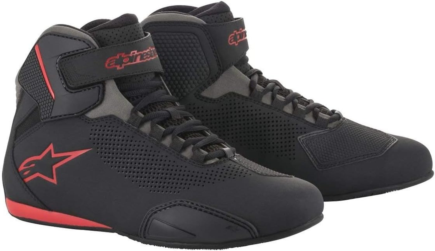 Men'S Sektor Vented Street Motorcycle Shoe, Black/Gray/Red, 10.5